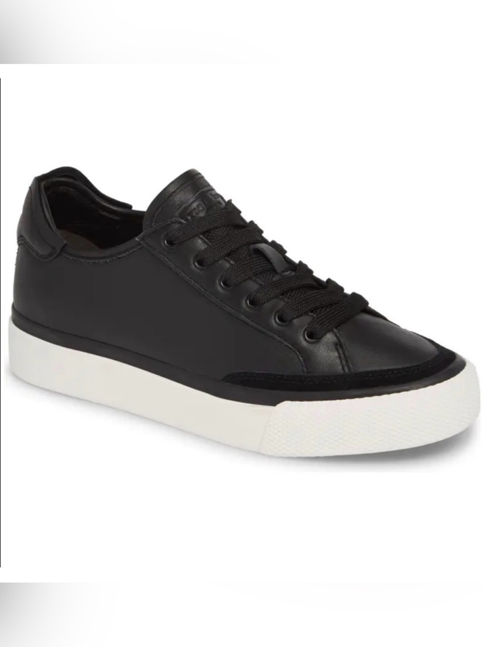 Rag & Bone Black Low-Top Leather Sneakers with White Sole